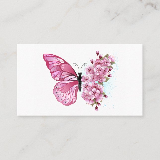 Flower Butterfly with Pink Sakura Discount Card (Front)