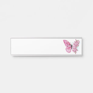Flower Butterfly with Pink Sakura Door Sign