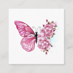 Flower Butterfly with Pink Sakura Enclosure Card