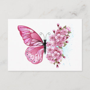 Flower Butterfly with Pink Sakura Enclosure Card