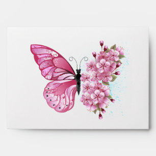 Flower Butterfly with Pink Sakura Envelope
