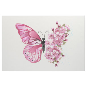 Flower Butterfly with Pink Sakura Fabric