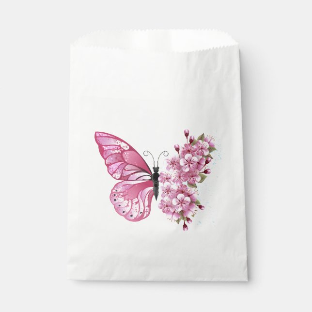 Flower Butterfly with Pink Sakura Favour Bags (Front)