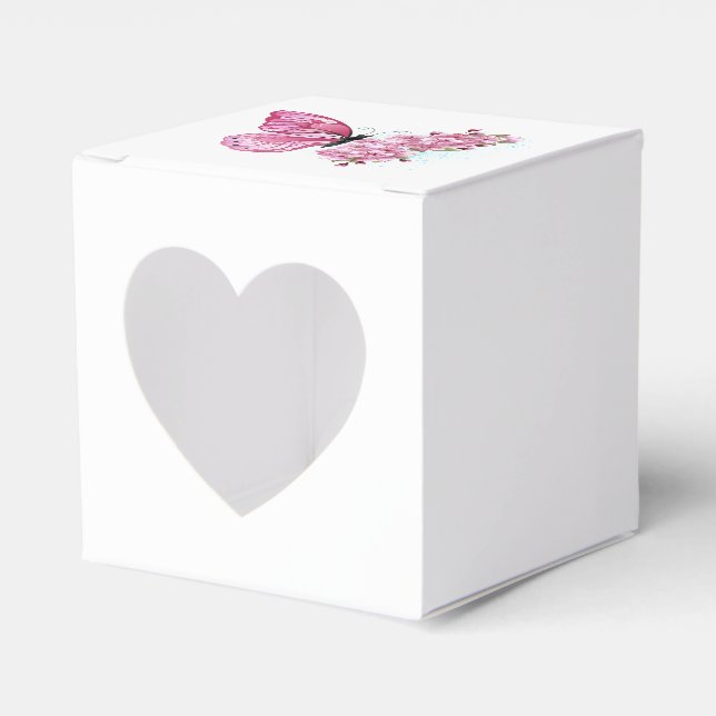 Flower Butterfly with Pink Sakura Favour Box (Front Side)
