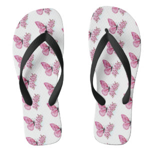 Flower Butterfly with Pink Sakura Flip Flops