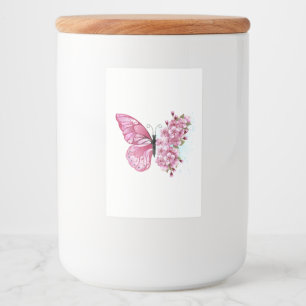 Flower Butterfly with Pink Sakura Food Label