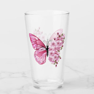 Flower Butterfly with Pink Sakura Glass