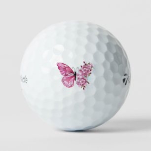 Flower Butterfly with Pink Sakura Golf Balls