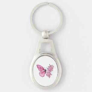 Flower Butterfly with Pink Sakura Key Ring