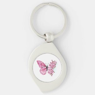 Flower Butterfly with Pink Sakura Key Ring
