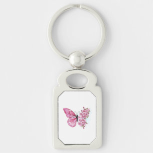 Flower Butterfly with Pink Sakura Key Ring