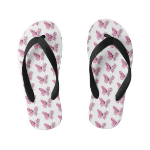Flower Butterfly with Pink Sakura Kid's Flip Flops