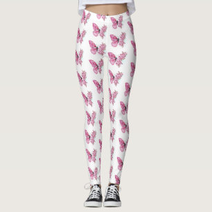 Flower Butterfly with Pink Sakura Leggings