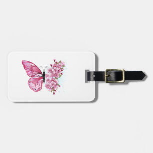 Flower Butterfly with Pink Sakura Luggage Tag