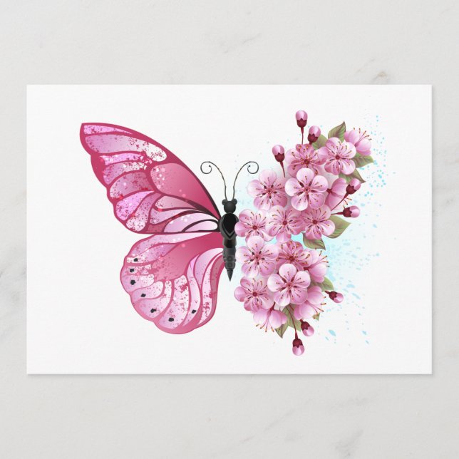 Flower Butterfly with Pink Sakura Menu (Front)