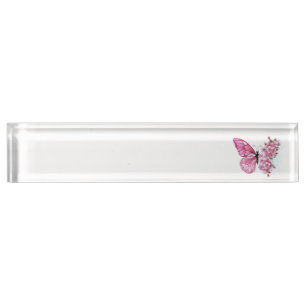 Flower Butterfly with Pink Sakura Nameplate
