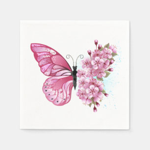 Flower Butterfly with Pink Sakura Napkin