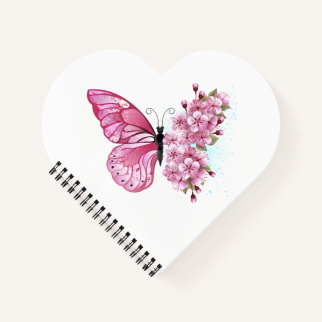 Flower Butterfly with Pink Sakura Notebook (Front)