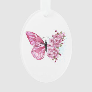 Flower Butterfly with Pink Sakura Ornament