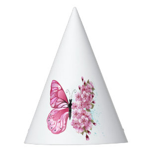 Flower Butterfly with Pink Sakura Party Hat