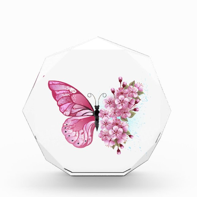 Flower Butterfly with Pink Sakura Photo Block (Front)