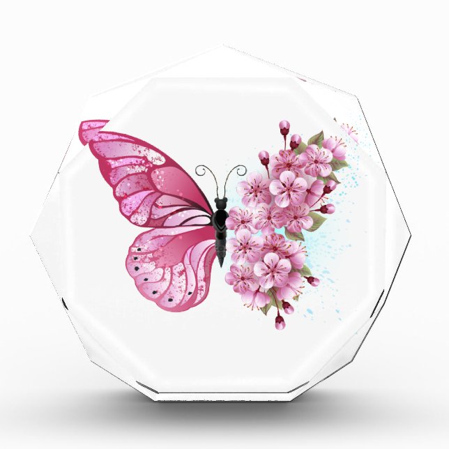 Flower Butterfly with Pink Sakura Photo Block (Front)