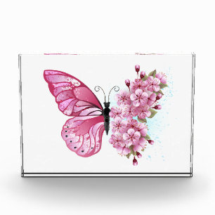 Flower Butterfly with Pink Sakura Photo Block