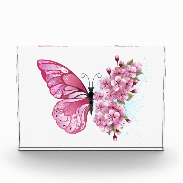 Flower Butterfly with Pink Sakura Photo Block (Front)