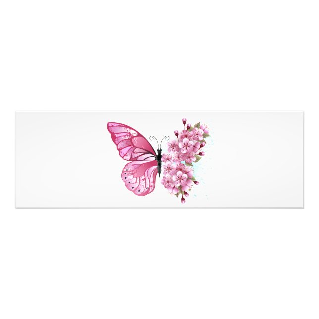 Flower Butterfly with Pink Sakura Photo Print (Front)
