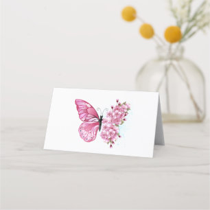 Flower Butterfly with Pink Sakura Place Card