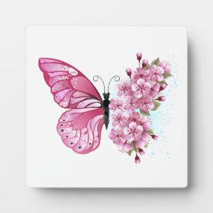 Flower Butterfly with Pink Sakura Plaque