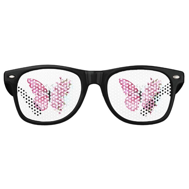 Flower Butterfly with Pink Sakura Retro Sunglasses (Front)