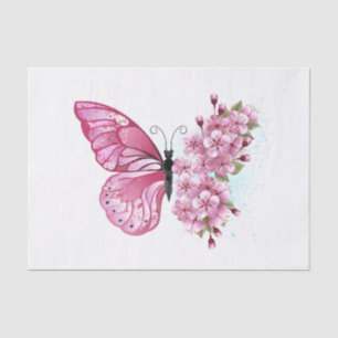 Flower Butterfly with Pink Sakura Tissue Paper