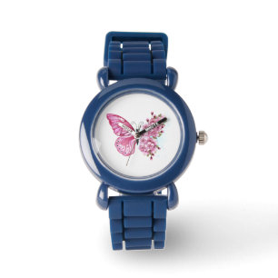 Flower Butterfly with Pink Sakura Watch