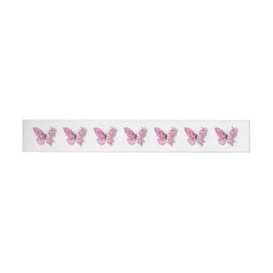 Flower Butterfly with Pink Sakura Wrap Around Label