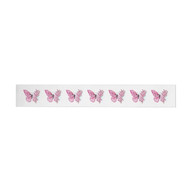 Flower Butterfly with Pink Sakura Wrap Around Label (Individual)
