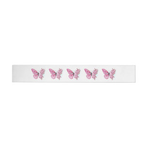 Flower Butterfly with Pink Sakura Wraparound Address Label