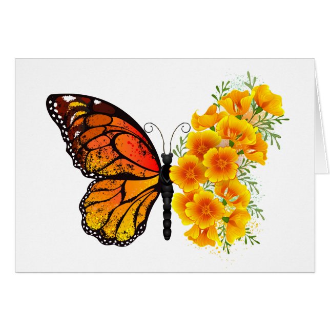 Flower Butterfly with Yellow California Poppy (Front Horizontal)