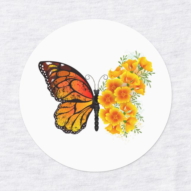 Flower Butterfly with Yellow California Poppy (Design 1)