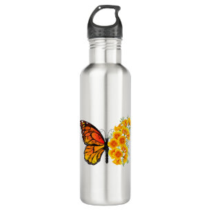 Flower Butterfly with Yellow California Poppy 710 Ml Water Bottle