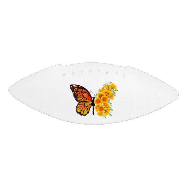 Flower Butterfly with Yellow California Poppy American Football (Panel)