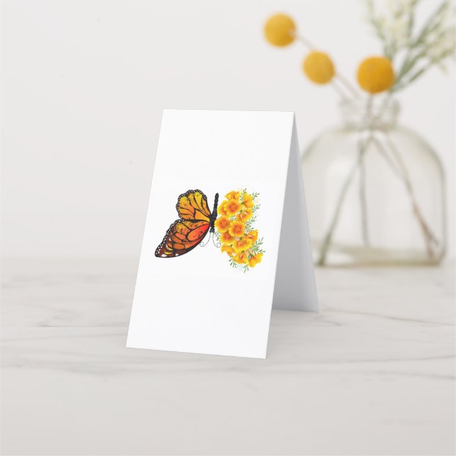 Flower Butterfly with Yellow California Poppy Appointment Card (Back)