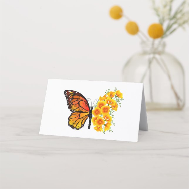 Flower Butterfly with Yellow California Poppy Appointment Card (Front)