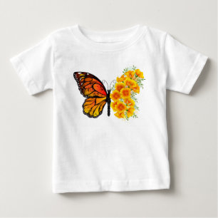Flower Butterfly with Yellow California Poppy Baby T-Shirt