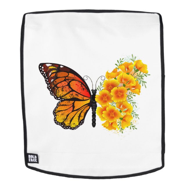 Flower Butterfly with Yellow California Poppy Backpack (Removable Face)