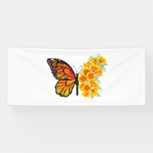 Flower Butterfly with Yellow California Poppy Banner