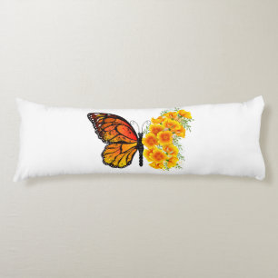 Flower Butterfly with Yellow California Poppy Body Cushion
