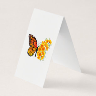 Flower Butterfly with Yellow California Poppy Business Card