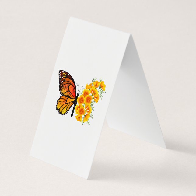 Flower Butterfly with Yellow California Poppy Business Card (Back)