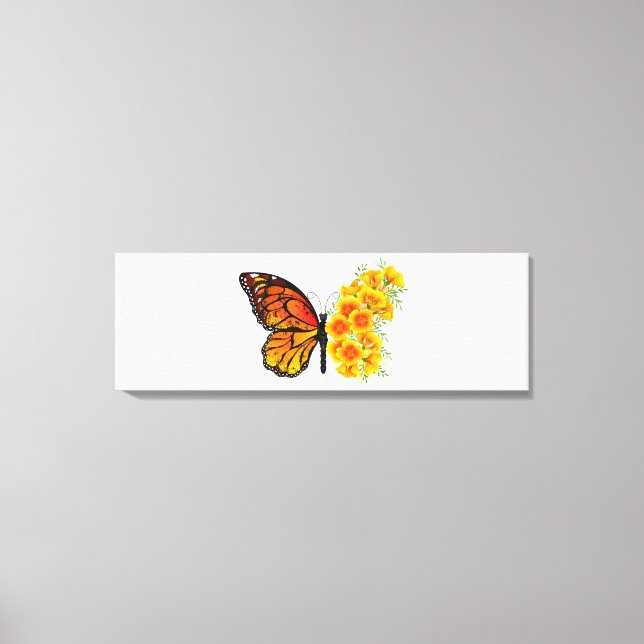 Flower Butterfly with Yellow California Poppy Canvas Print (Front)